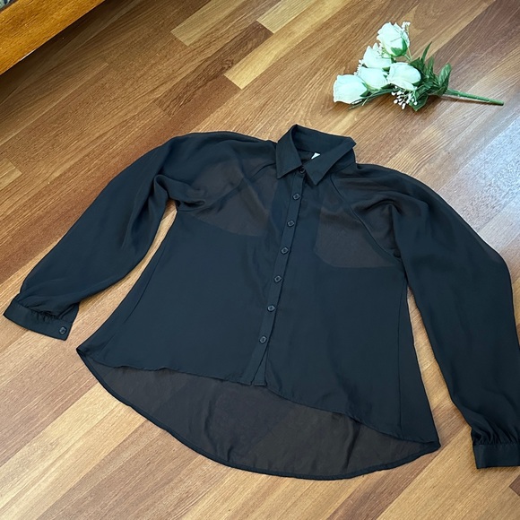 Women’s Black Sheer Shirt - Picture 1 of 5